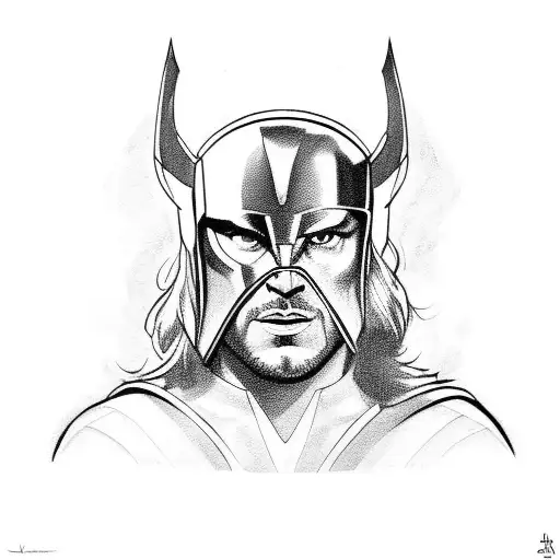 thor marvel con casco y martillo  tattoo design idea