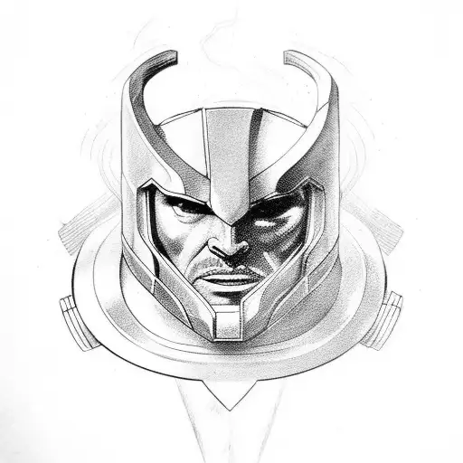 thor con casco y martillo  tattoo design idea