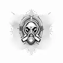 Skull weating gas mask tattoo design idea