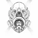 Skull weating gas mask tattoo design idea