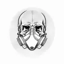 Skull weating gas mask tattoo design idea