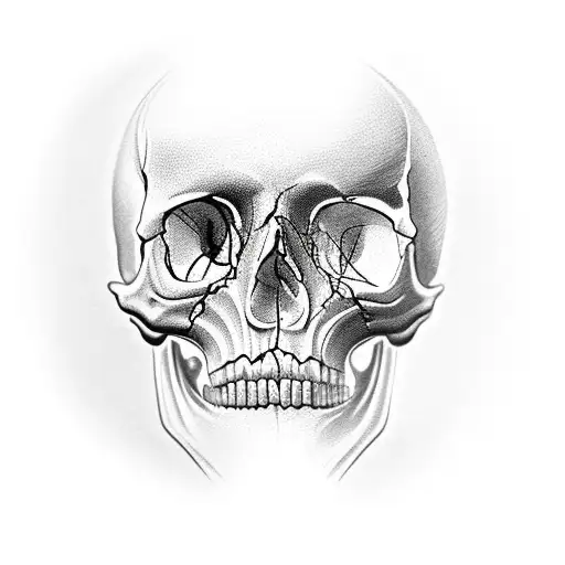 Face half skull tattoo design idea