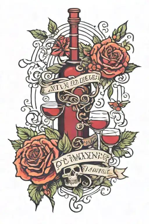 Will you spill the wine To summon the divine? I'm with you always, always tattoo design idea