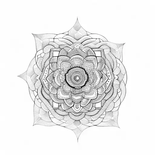 blackwork spirals with blue lotuses tattoo design idea
