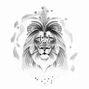 Create a dotwork tattoo featuring a majestic lion in a Greek mythology-inspired scene. tattoo design idea