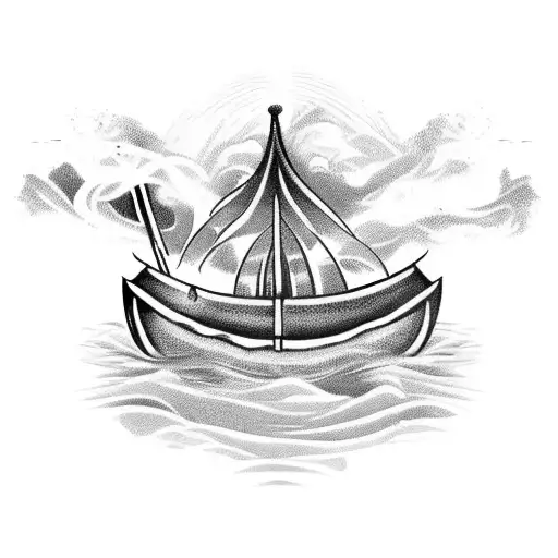 vikings boat on fire tattoo design idea