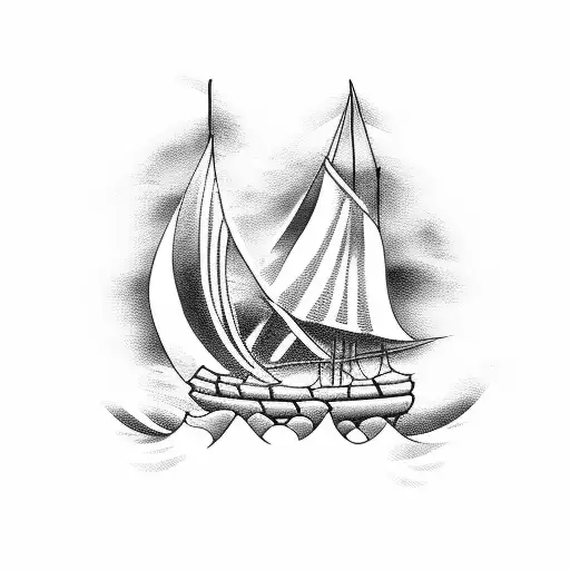 vikings boat on fire tattoo design idea