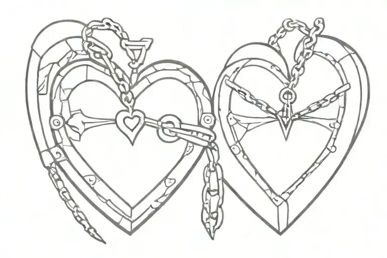 heart locket with chain symmetrical tattoo design idea