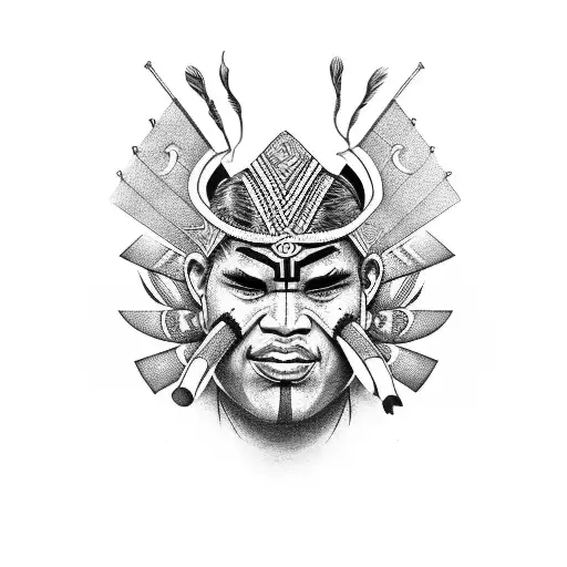 Maori warrior with traditional facial tattoos tattoo design idea