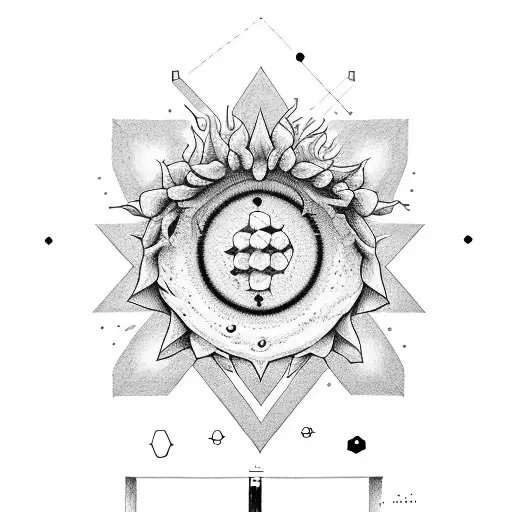 dopamine chemical structure (nh2, ho, oh), a couple of tiny stars and a sunflower tattoo design idea
