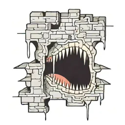 ripped skin with a brick wall inside tattoo design idea