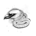 crow with a snake tattoo design idea