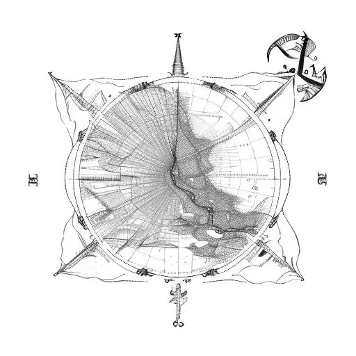 Nautical Map Of Mobile Bay tattoo design idea