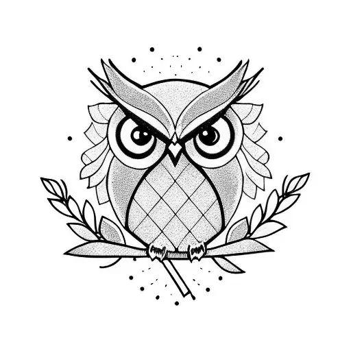 owl with olive branch tattoo design idea