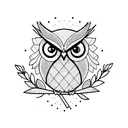owl with olive branch tattoo design idea