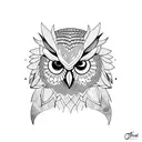 owl with olive branch tattoo design idea