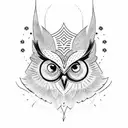 owl with olive branch tattoo design idea