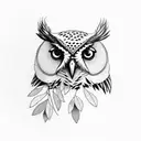 owl with olive branch tattoo design idea