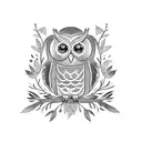 owl with olive branch tattoo design idea