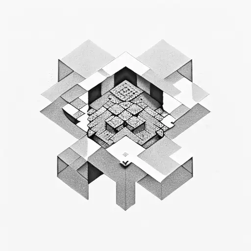 Minecraft Furnace Fine Line Art tattoo design idea