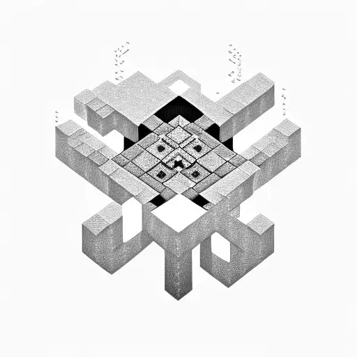 Minecraft Furnace Fine Line Art tattoo design idea