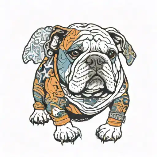 pet girl bulldog wearing Astros sweatshirt hanged tattoo design idea