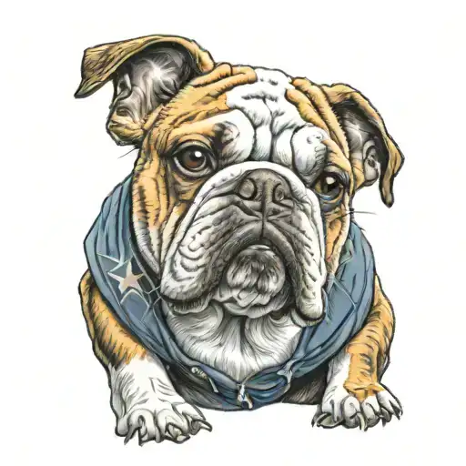 pet girl bulldog wearing Astros sweatshirt hanged tattoo design idea