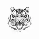 tiger eating lady  head  tattoo design idea