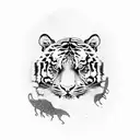 tiger eating lady  head roulette arm tattoo tattoo design idea