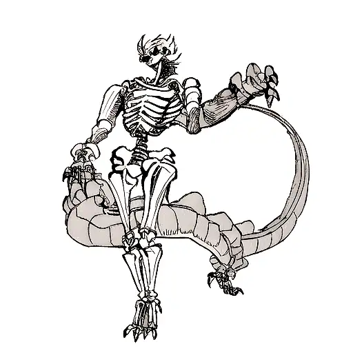 Dragon hand to neck wrapping around arm skeleton  tattoo design idea