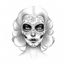sugar skull half girl face tattoo design idea