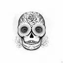 sugar skull half girl face tattoo design idea