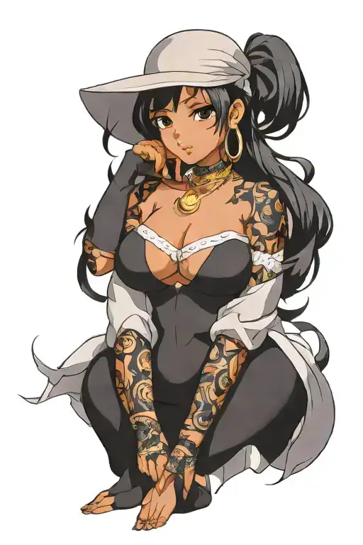 curvy black girl tattoo design idea