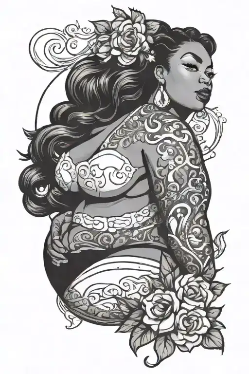 curvy black girl tattoo design idea