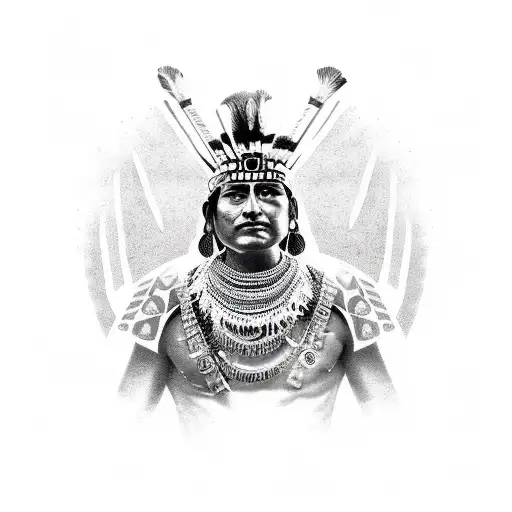 aztec indian warrior fight tattoo design idea