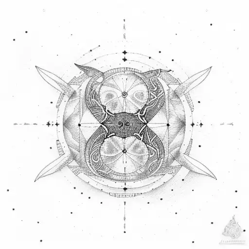 a Pisces constellation with intricate dotwork tattoo design idea