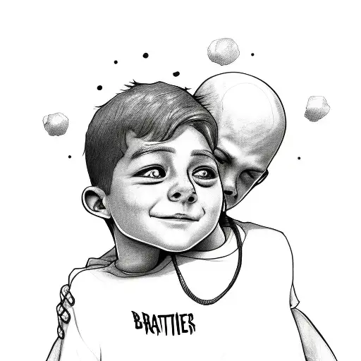 overlay the text "brothers don't shake hands, brothers gotta hug" tattoo design idea