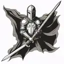 templars knight holding a sword  tattoo design idea