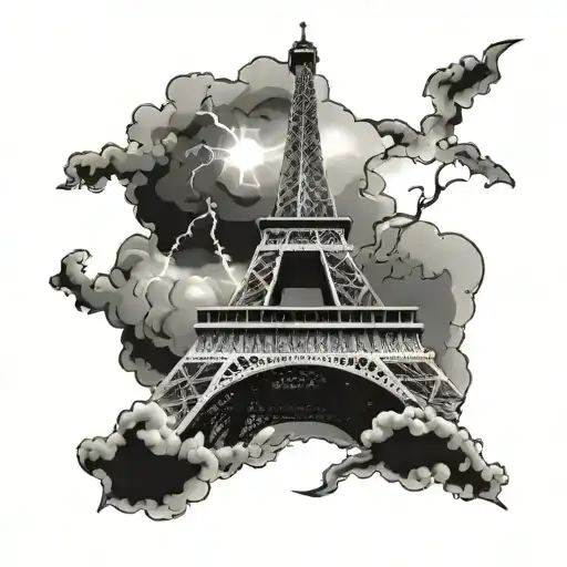 Eiffel tower and lightning  tattoo design idea