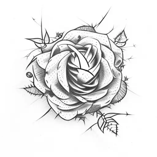 small Vine with thorns and small roses  tattoo design idea