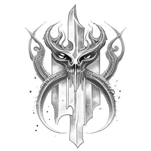 eldritch sword tattoo design idea