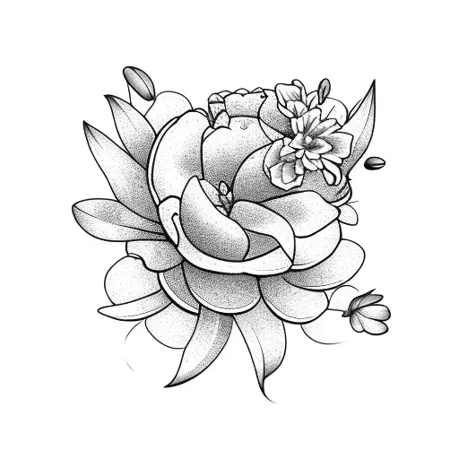 golf tee with azalea flower tattoo design idea