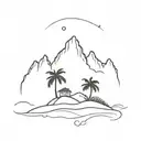 cadlao island mountain with palm tree tattoo design idea