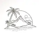 cadlao island mountain with palm tree tattoo design idea