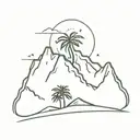 cadlao island mountain with palm tree tattoo design idea