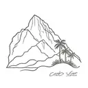 cadlao island mountain with palm tree tattoo design idea