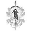 Jesus walking on water tattoo design idea