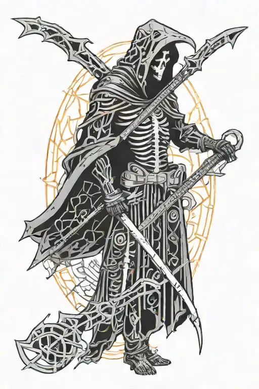 grim reaper holding a scythe tattoo design idea