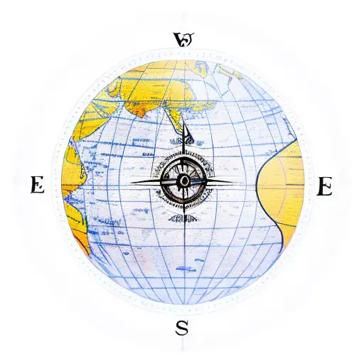globe with compass  tattoo design idea