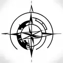 globe with compass  tattoo design idea